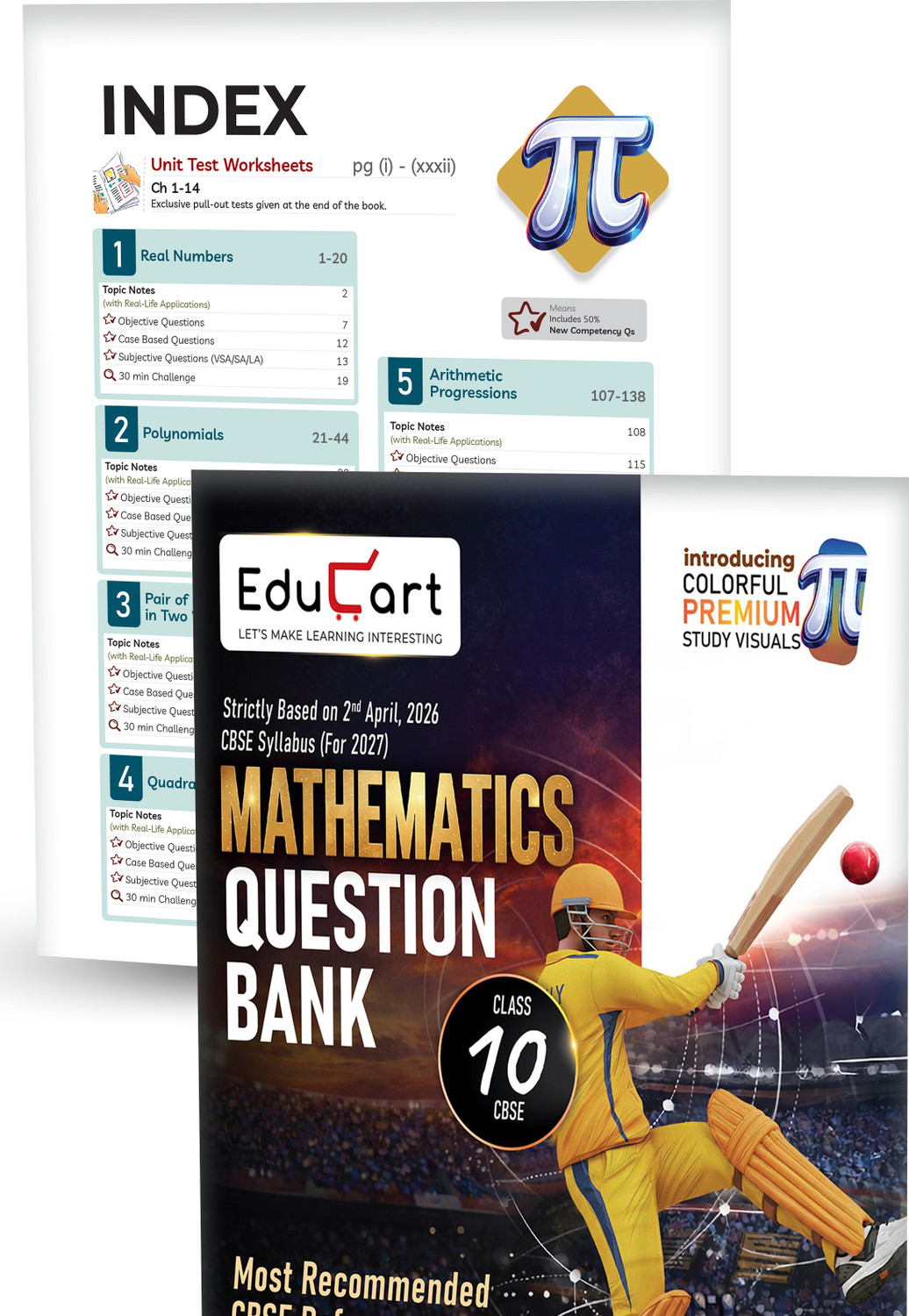Image of Educart CBSE Class 10 Question Bank 2026-27 (4 Books) - Science, Mathematics, Social Science & English | Introducing Premium Colored Visuals and Pull-out Worksheets for 2027 Boards - Class 10 Question Bank 2027