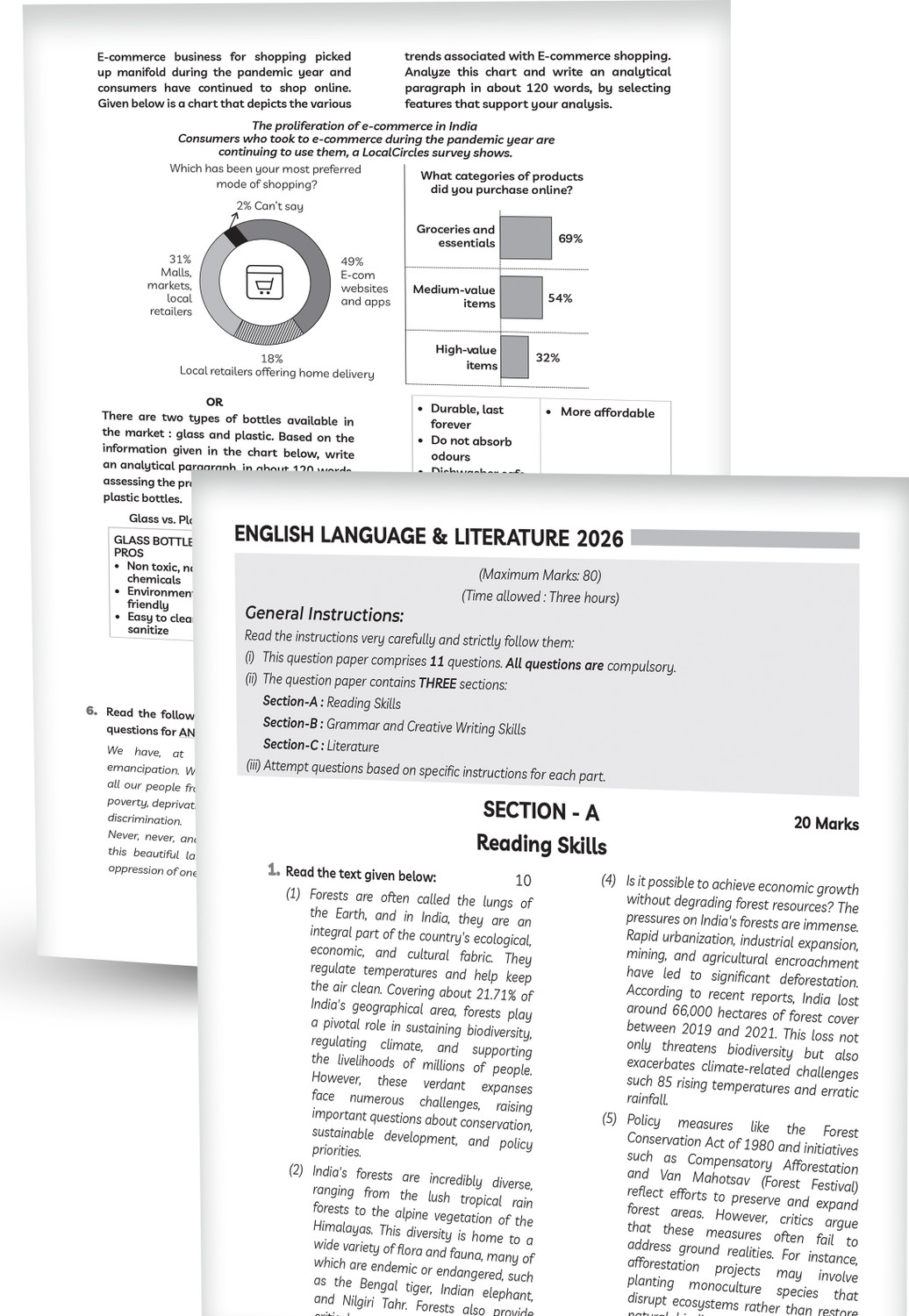 Image of (10 subjects in 1) Educart Granth CBSE Class 10 Previous 10 Year Solved Papers 2027 - with PYQ Charts (Mathematics Standard & Basic, Social Science, Science, Hindi A & B, English, Computer Applications, IT and Sanskrit)