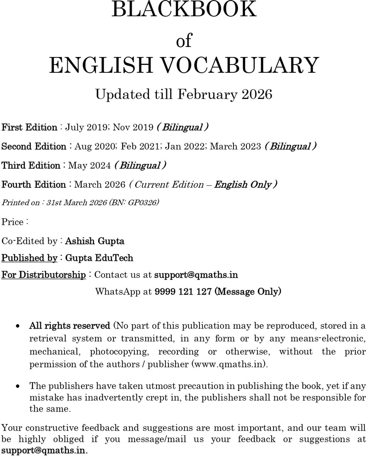 Image of Blackbook of English vocabulary 2026