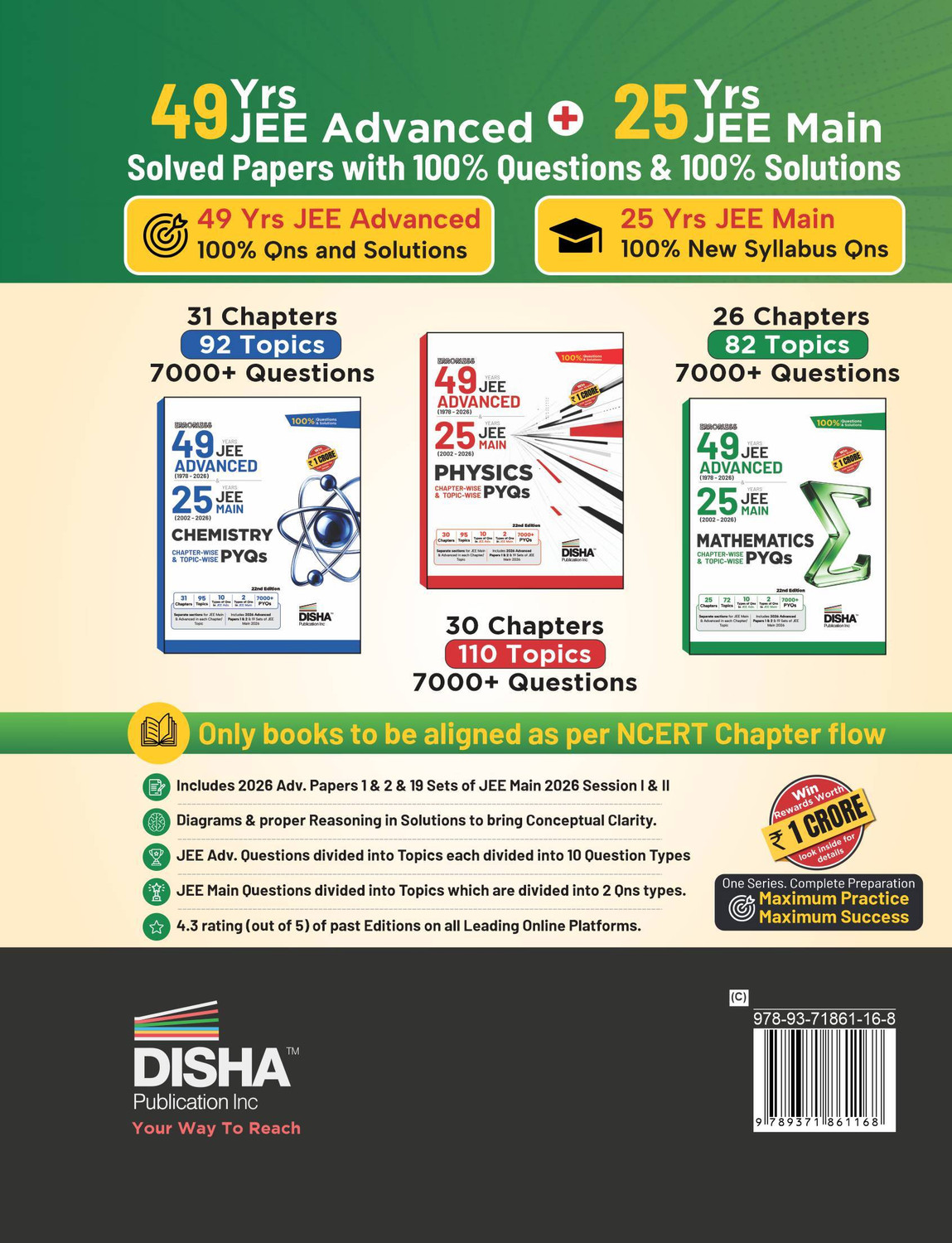 Image of Disha Errorless 49 Years JEE Advanced (1978 - 2026) & 25 Year JEE Main (2002 - 2026) Mathematics Chapter-wise & Topic-wise PYQs Book