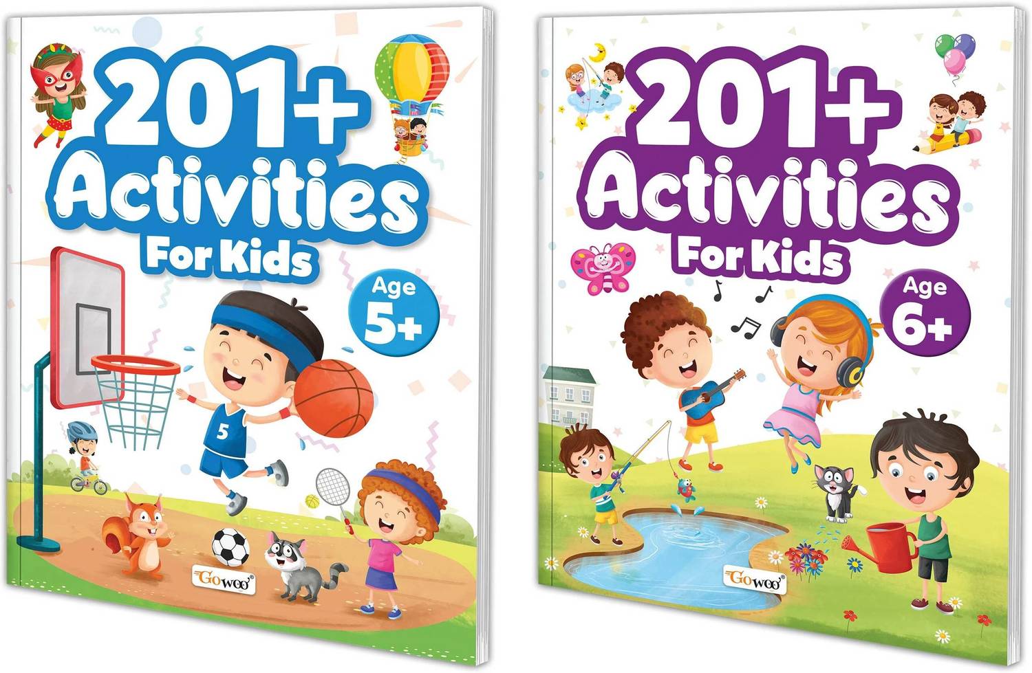 201+ Activities for Kids for Age 5 and 6+ : Learning activity book, Fun Activities and Exercises For Children, Early Learning activities for Children, Mazes, Spot the differences, Matching games, Patterns, Brain games, Hide and seek, Word search, Rhymes, Puzzle, All about me, Join the dots | Pack of 2 activity books.