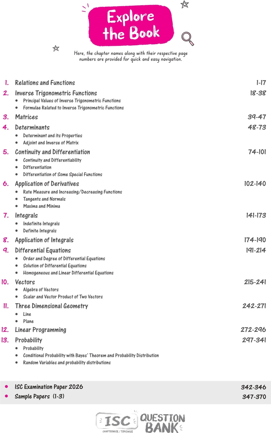 Image of Arihant ISC Question Bank Class 12 Mathematics For Board Exam 2027 | 26 Years Chapterwise & Topicwise PYQs (2026-2001) with Detailed Step-by-Step Solutions, Examiner's Comments,Tips & 3 Sample Papers