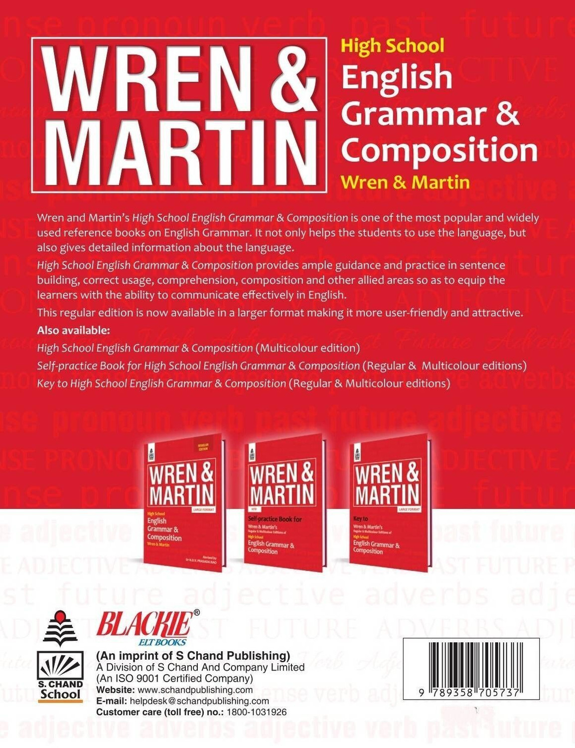 Image of S Chand Wren & Martin's High School English Grammar & Composition - Regular Edition (2026 - 2027) | Updated English Grammar Rules, Exercises, Writing Skills, Vocabulary, Essays, Letters & Comprehension | Best Grammar Practice Book for Students - S Chand School Education