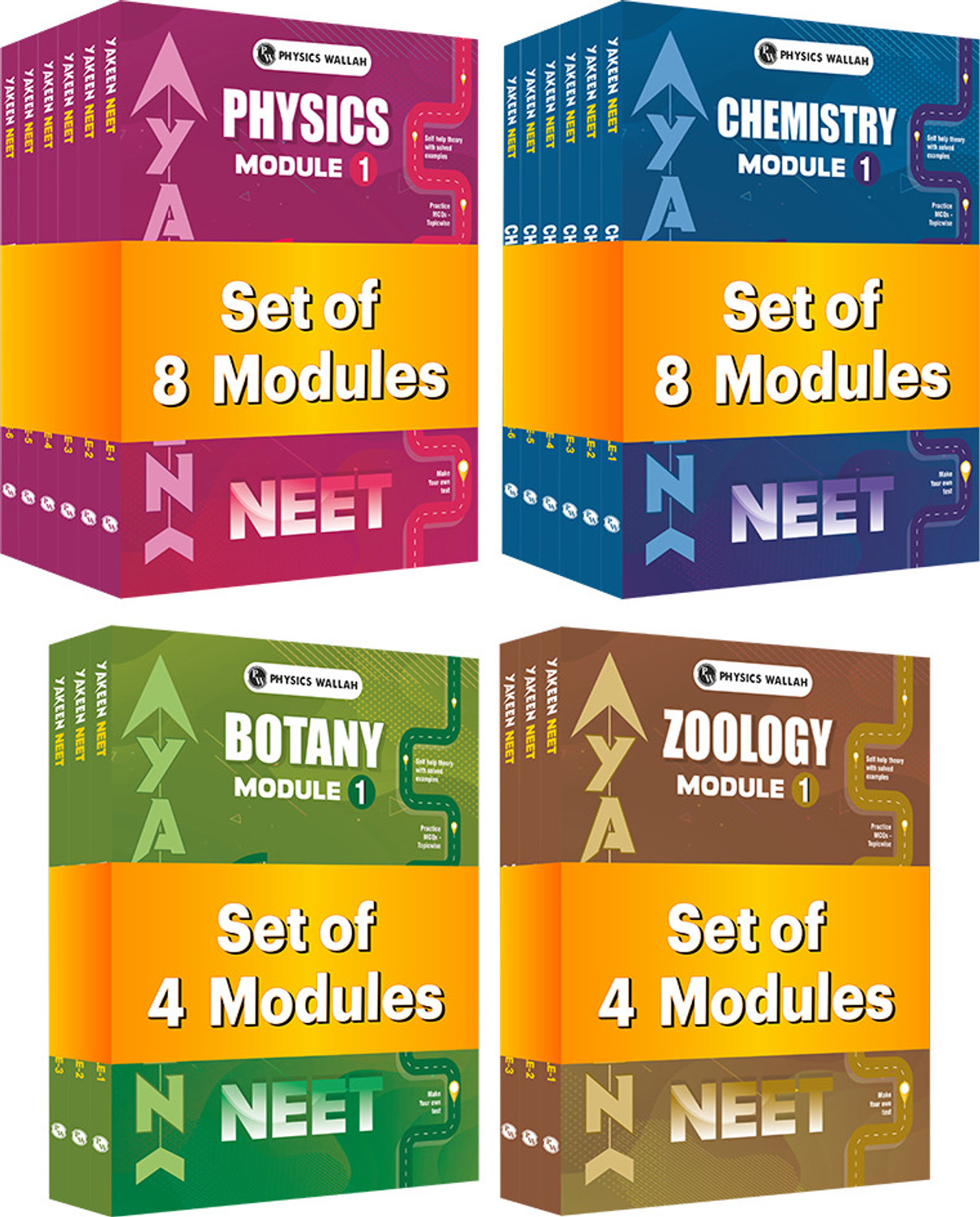 Image of PW Yakeen For NEET Droppers Physics, Chemistry, Botany and Zoology Modules with Solutions Combo Set of 24 Books (2026 Edition)
