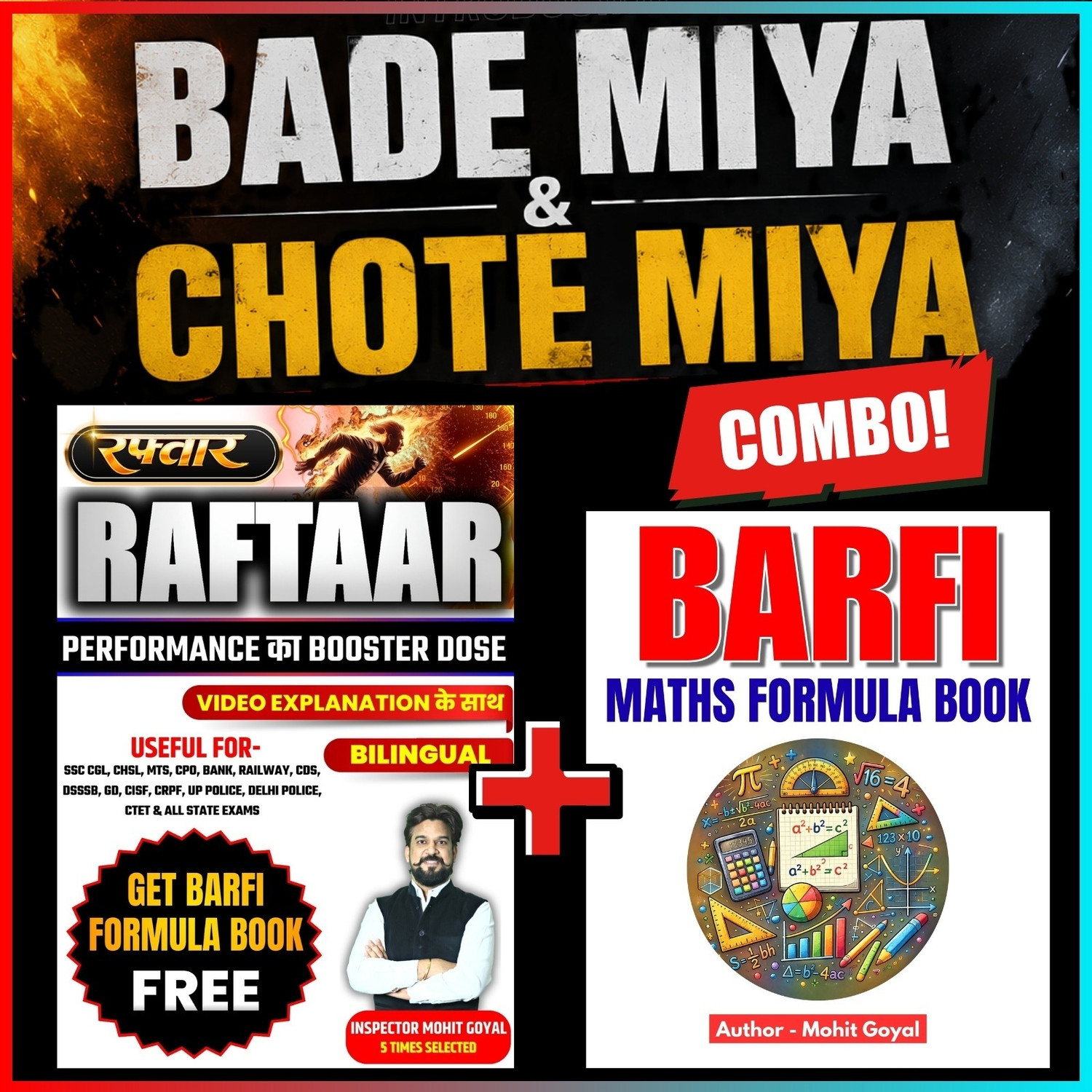Image of Raftaar Mathematics & Barfi Maths Formula Book | Combo Set | Video Explanation, Bilingual Study Guide For SSC, Bank, Railway Exams | Mohit Goyal Sir