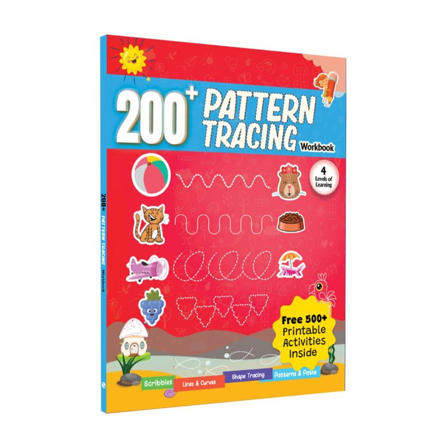200+ Pattern Tracing Workbook For Kids-Scribbles, Tracing Lines, Curves, Shapes, Paths