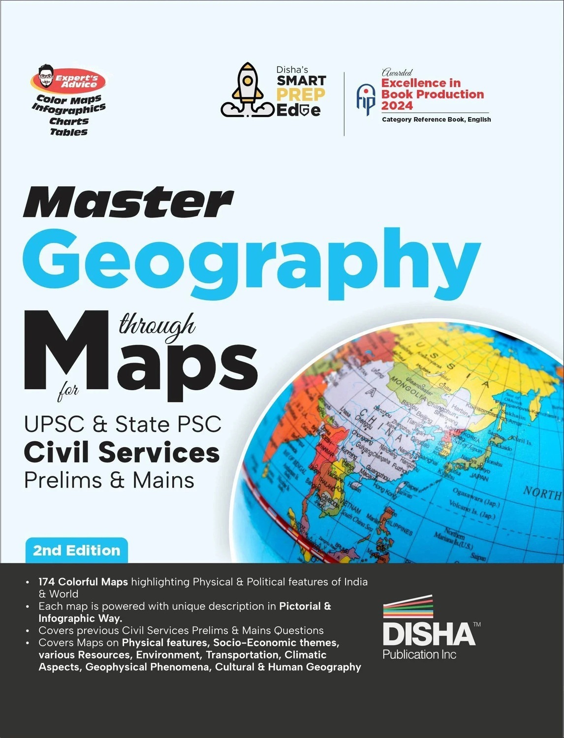 Image of Disha Master Geography through Maps for UPSC & State PSC Civil Services Prelim & Main Exams 2nd Edition| Previous Year Questions PYQs | 105 Maps powered with 4 color, Expert�s Advice, Infographics, Charts & Tables |
