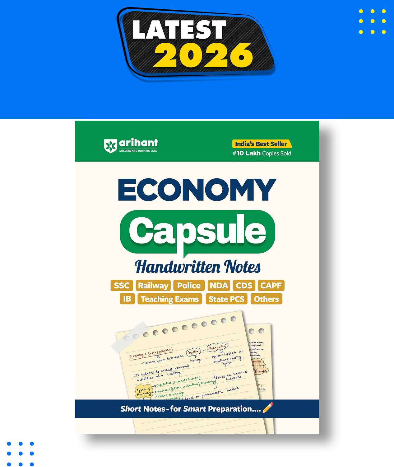Arihant Economy Capsule Handwritten Notes Exam 2026-27 | SSC, Railway, Police, NDA, CDS, CAPF, IB, State PCS & Teaching Exams | Short Notes, Quick Revision, Previous Year Based | English Medium