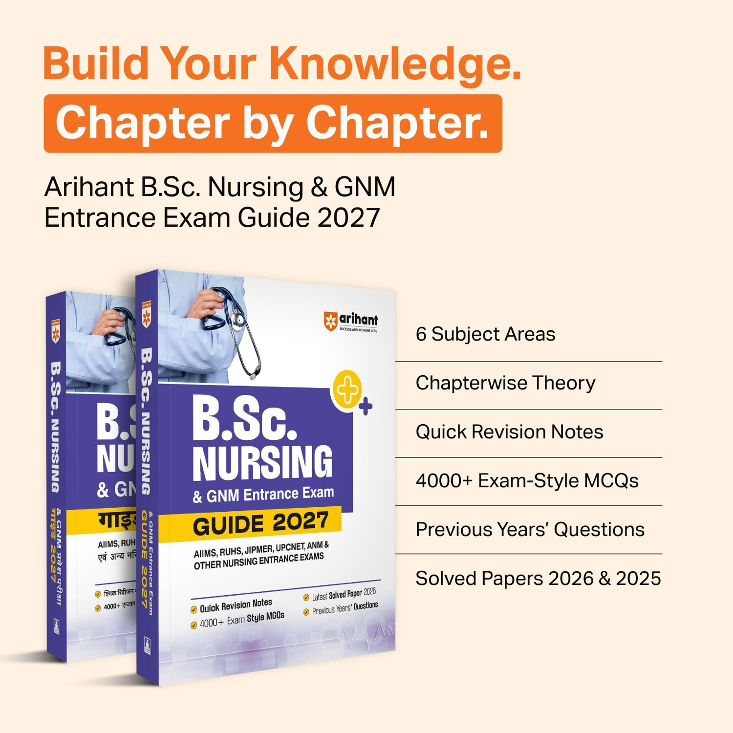 Image of Arihant B.Sc. Nursing & GNM Pravesh Pariksha 2027 | Study Guide for AIIMS, RUHS, JIPMER, UPCNET, ANM & Other Nursing Entrance Exams | Quick Revision Notes, 4000+ MCQs, PYQs & Solved Paper 2026 | Hindi Medium
