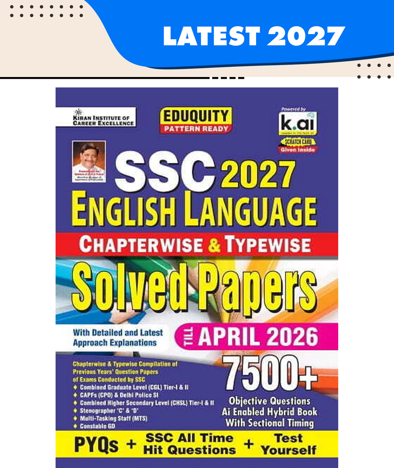 Image of SSC English Language Chapterwise & Typewise PYQs Eduquity Pattern Ready with Smart Solutions PYQs + SSC All Time Hit & Test Yourself Total 7500+ Questions (English Medium) (6018)