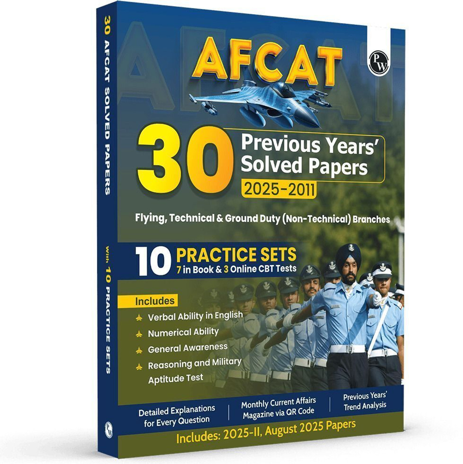 Image of PW 30 AFCAT Previous Years' Solved Papers (2025-2011) PYQ Aug 2025 Paper 2026 Exam - PW 30 AFCAT Previous Years' Solved Papers (2025 - 2011) with August 2025 Paper For Flying, Technical & Ground Duty (Non-Technical) Branches 2026 Exam (Paperback, PW)