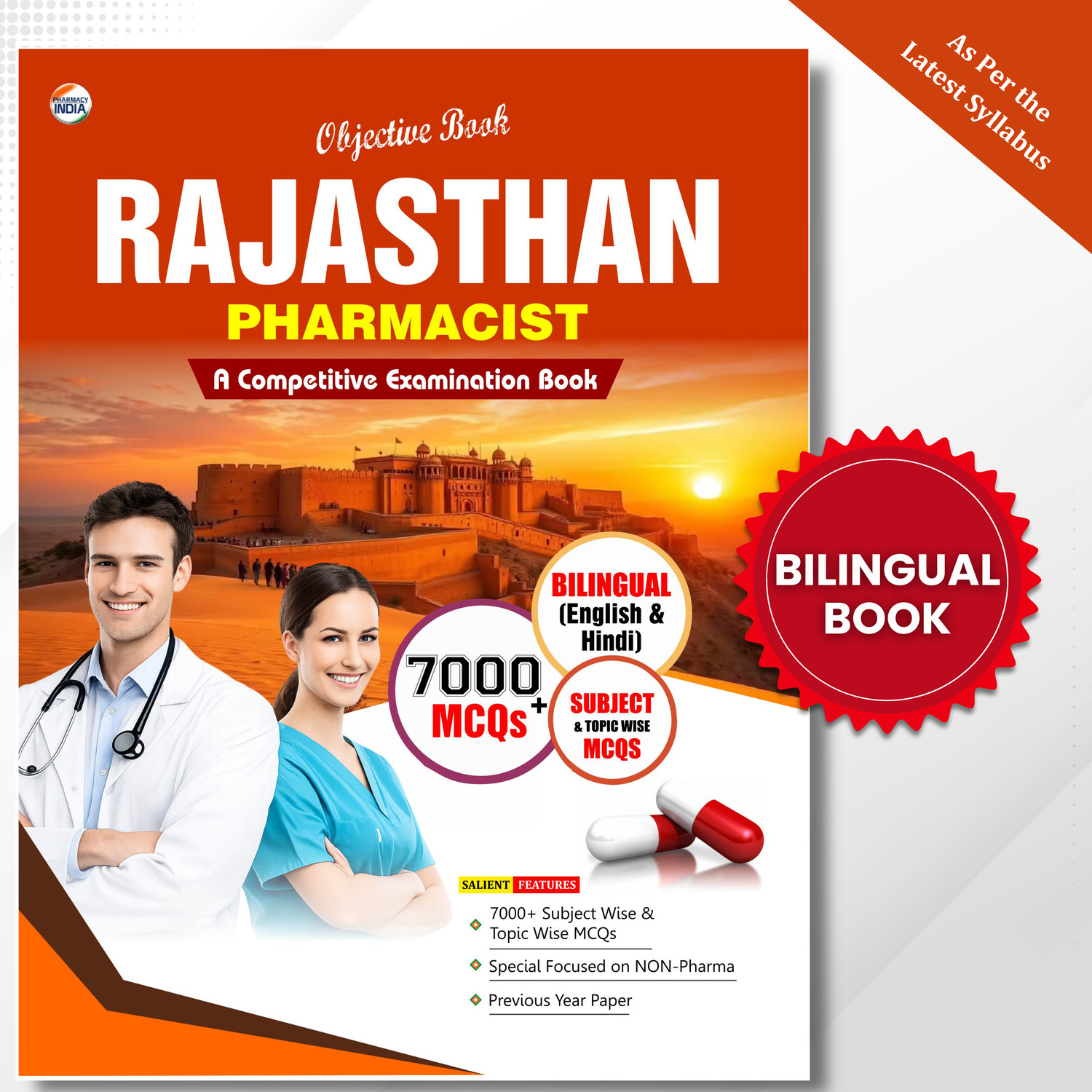 Image of Rajasthan Pharmacist Objective Bilingual (English + Hindi) Book for Govt. Pharmacist Exams