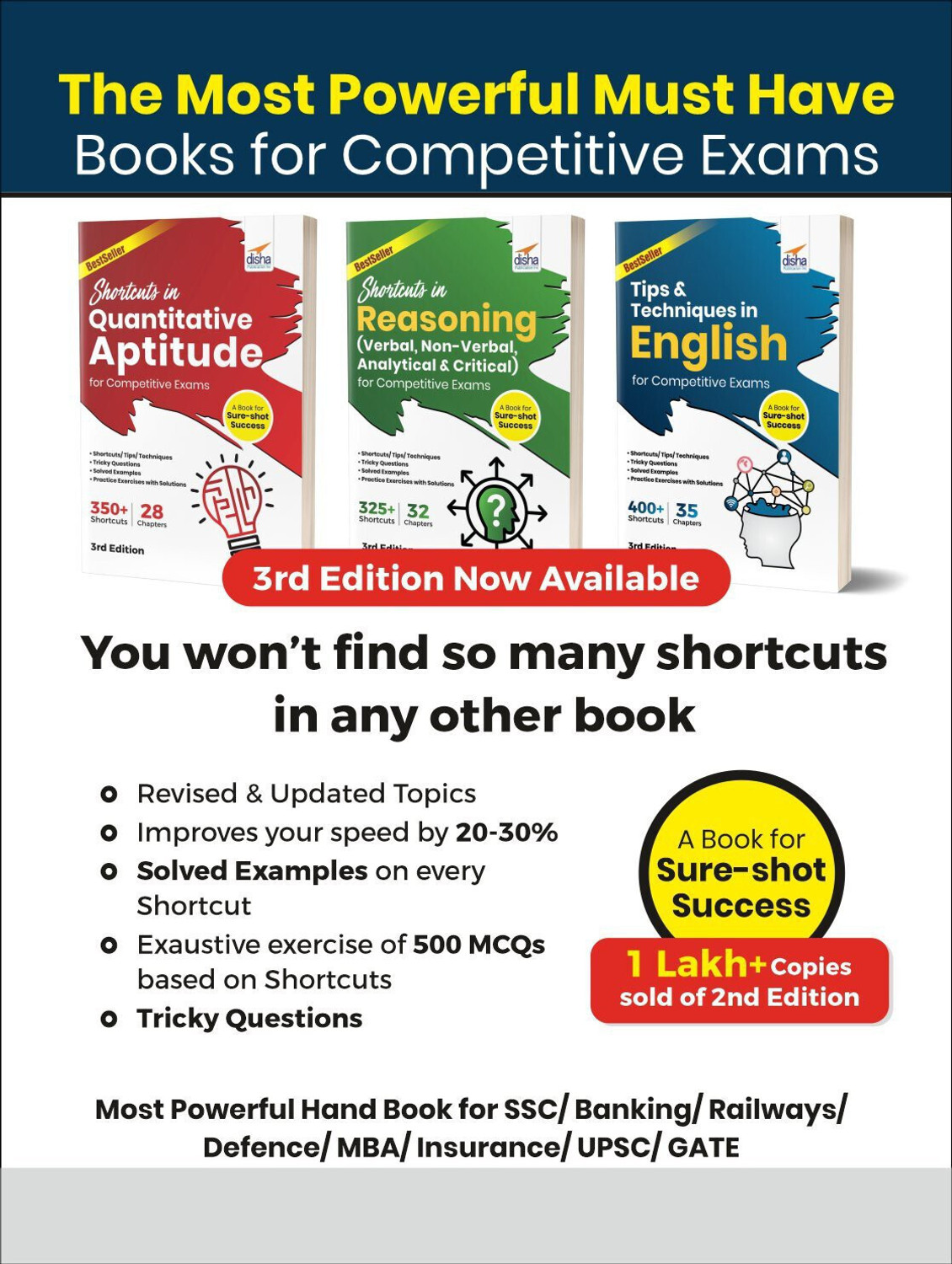 Image of Shortcuts & Tips in Quantitative Aptitude / Reasoning / English for Competitive Exams