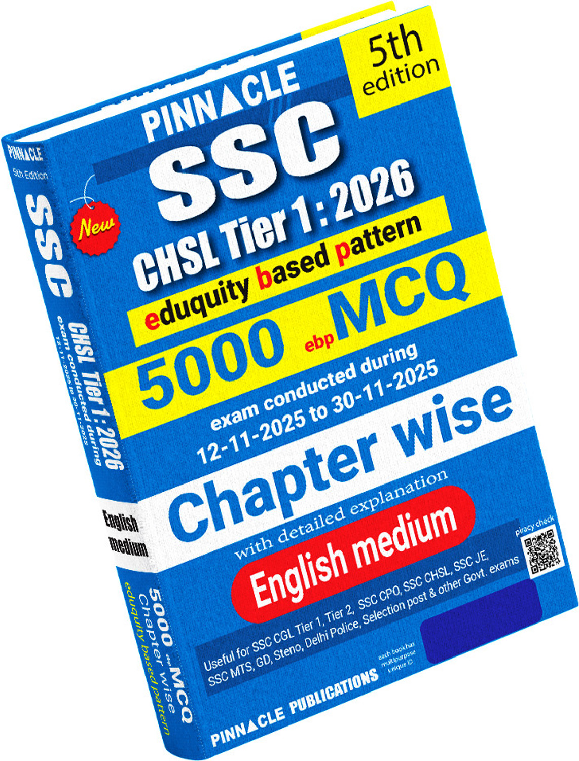 Image of SSC CHSL Tier 1 2026 | 5000 ebp ( eduquity based pattern ) MCQ Chapter wise | Exam Conducted 12-11-2025 to 30-11-2025 | Detailed Explanation | English Medium | 5th Edition