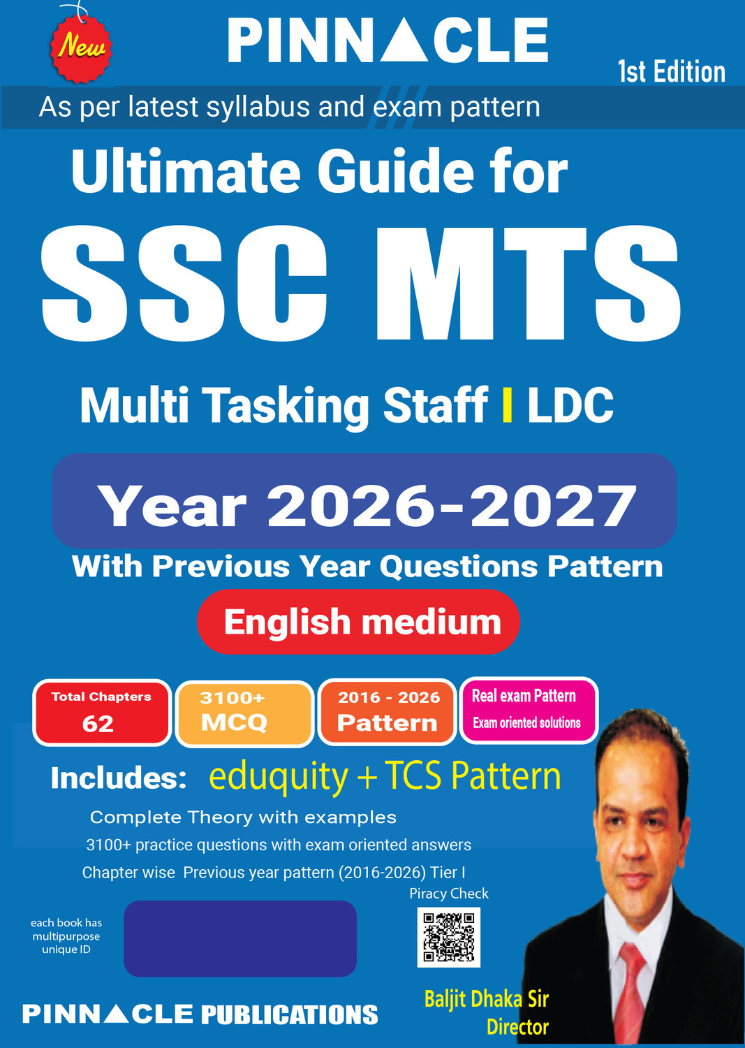 Image of SSC MTS 2026 - 27 Ultimate Guide for Tier 1 10 Years Chapterwise Previous Year Solved Papers ( 2016 - 2026 ) 3100+ MCQs Eduquity + TCS Pattern 1st Edition