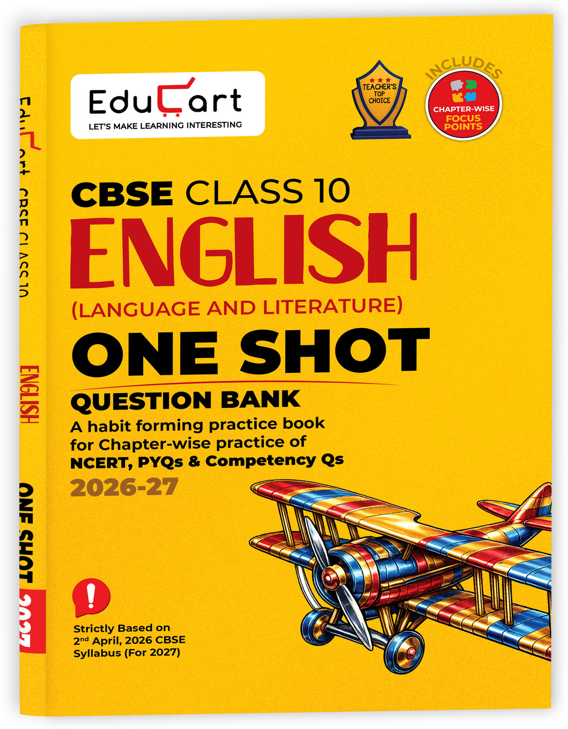 Image of Educart CBSE Class 10 English One Shot Question Bank 2026�27 | Chapter-wise NCERT Practice, PYQs & Competency-Based Qs | CBSE Syllabus & Board Pattern | For 2027 Exam - Class 10 One Shot Question Bank 2027