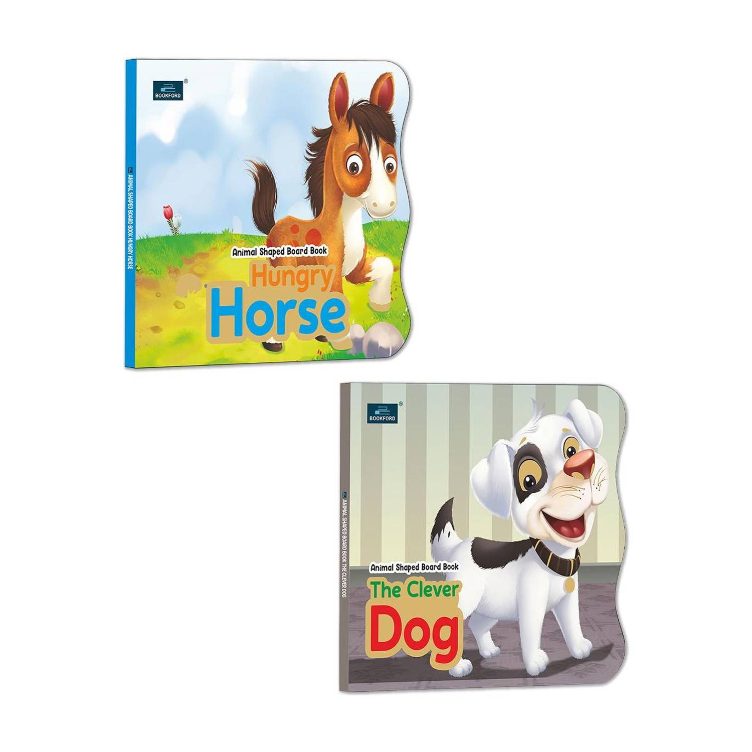 Animal Shaped Story Board Book - The Clever Dog, Hungry Horse - Set of 2 Story Books For Kids