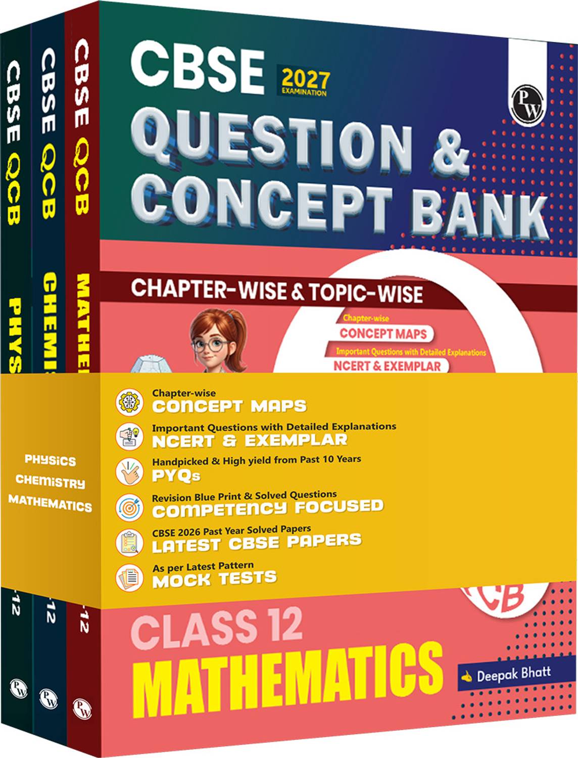 PW CBSE Question Bank Class 12 Physics, Chemistry, Mathematics Combo