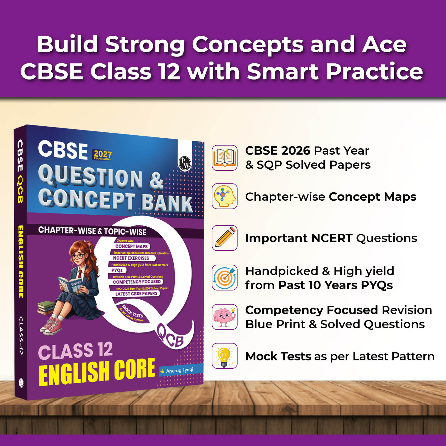Image of PW CBSE Question & Concept Bank Class 12 English Core 2027 Chapterwise & Topicwise | NCERT Exemplar Concept Maps PYQs Mock Test 50% Competency Based Questions
