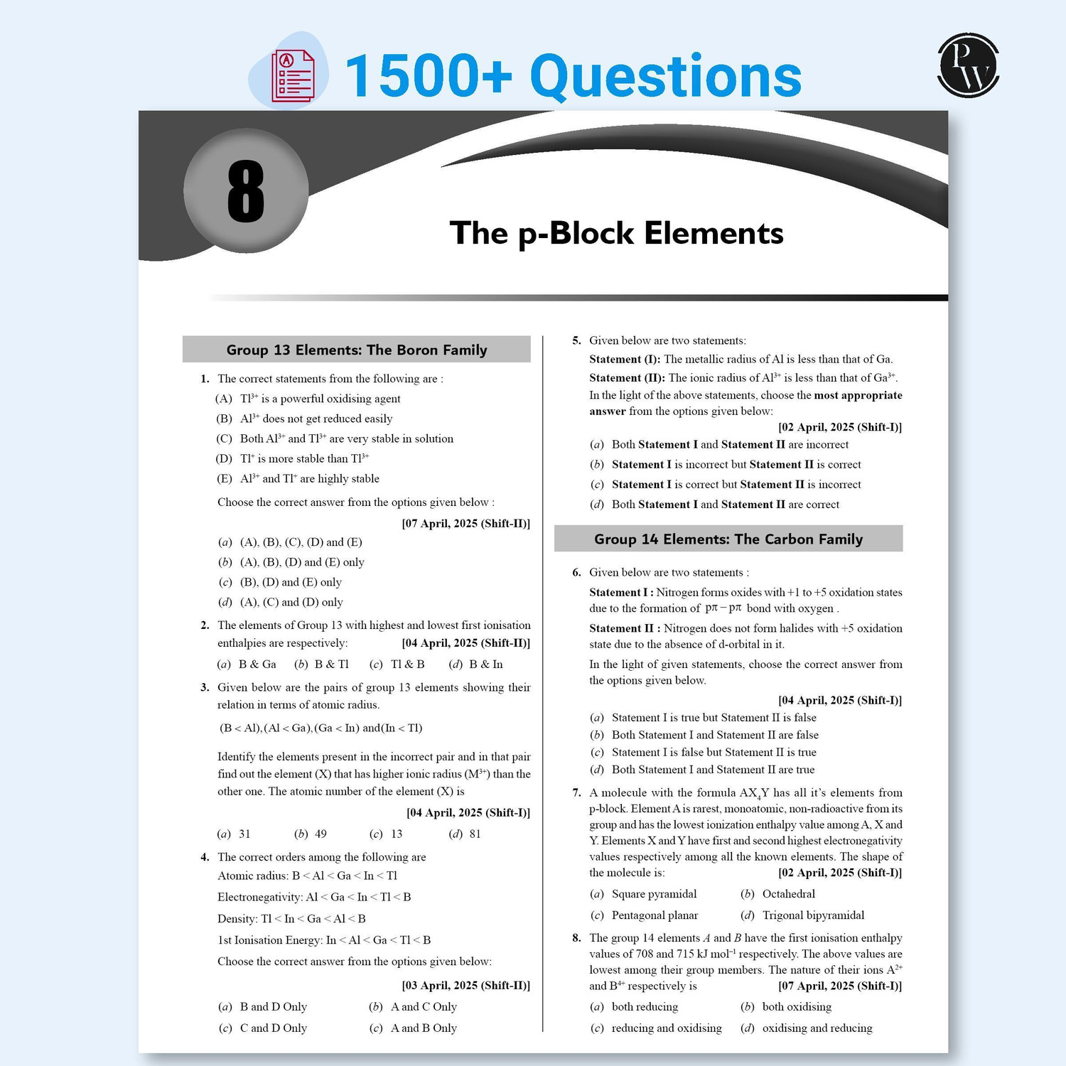 Image of PW JEE Main 2025 Solved Papers All 19 Sets Chapterwise and Topicwise PYQs (Paperback, PW)