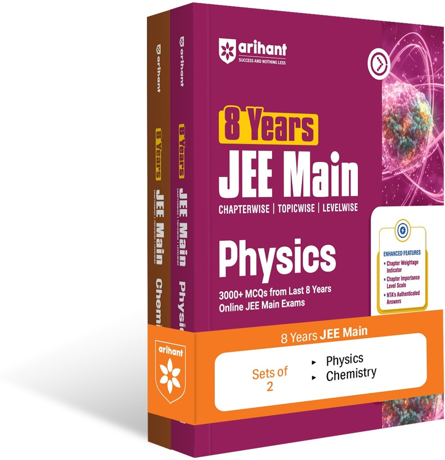 Image of Arihant 8 Years JEE Main Chemistry, Physics Chapterwise, Topicwise & Levelwise 3000+ PYQs | NTA Authenticated Solutions, Revision Questions & Downloadable Worksheets | Only Book that Highlights High-Frequency Question Types