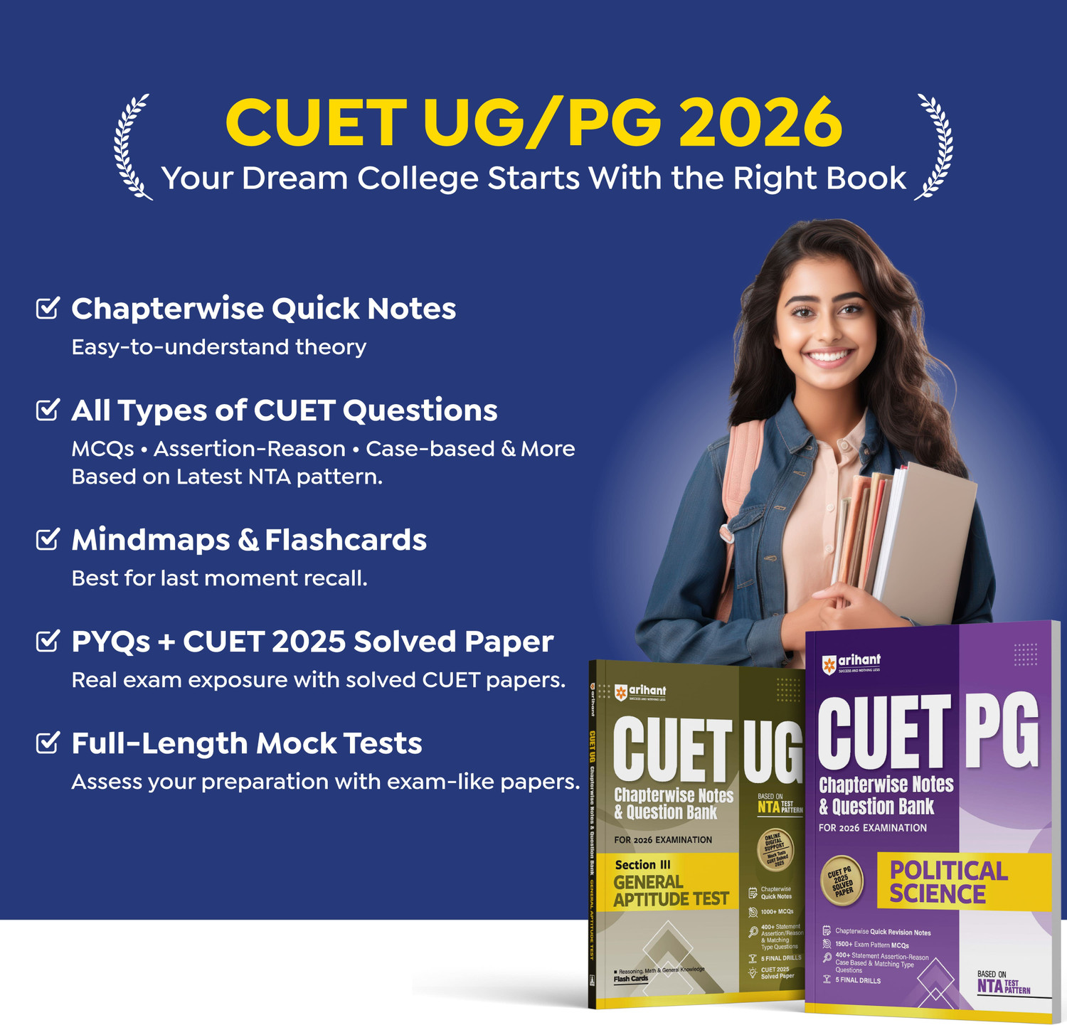 Image of Arihant CUET UG 2026 General Aptitude & English Language Combo | Chapterwise Notes & Question Bank | Based on NTA Pattern
