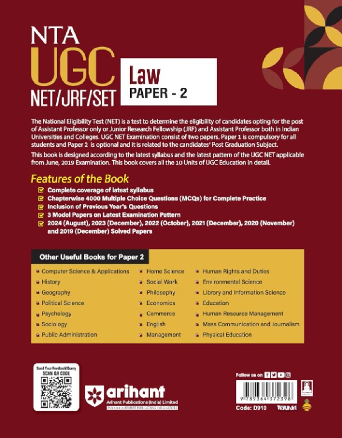 Image of Arihant Publications India Limited (Old Edition) Arihant NTA UGC NET / JRF / SET PAPER-2 Law (English, Paperback, Sharma Vivek)