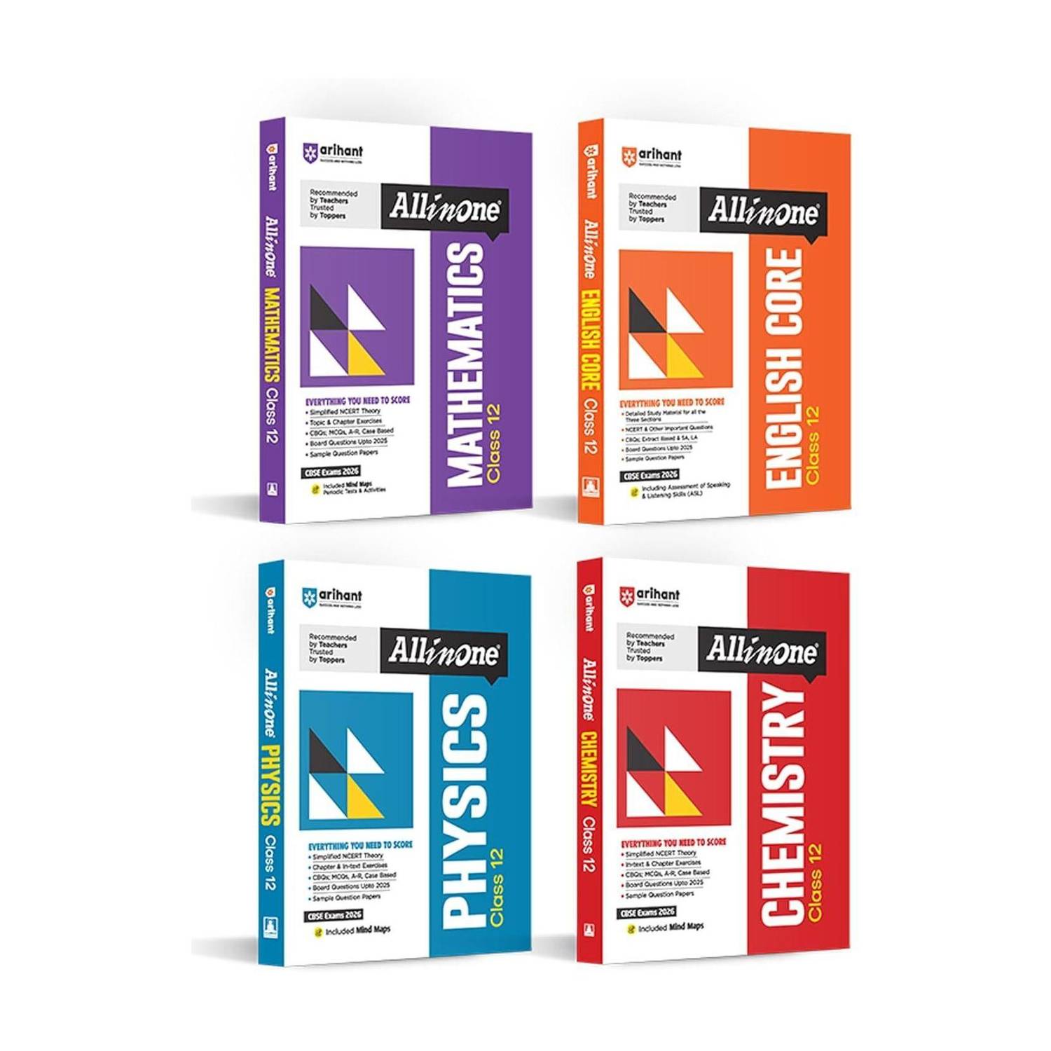 (Old Edition) All In One Combo Class 12th Physics, Chemistry, Mathematics, English Core Based On Latest NCERT for CBSE Exam 2025-26 (Set of 4 Books)