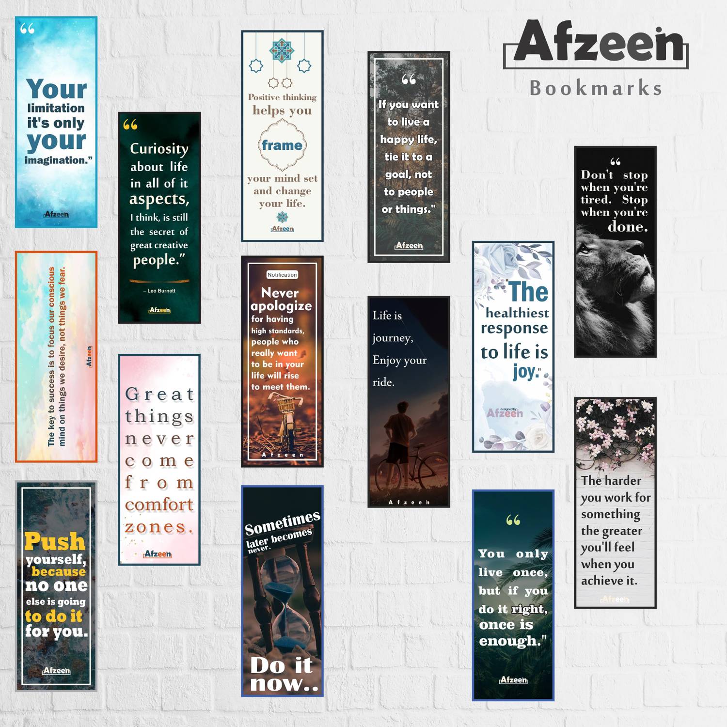 Afzeen Motivational Bookmarks for book lover Set of 15 Synthetic Paper Bookmark