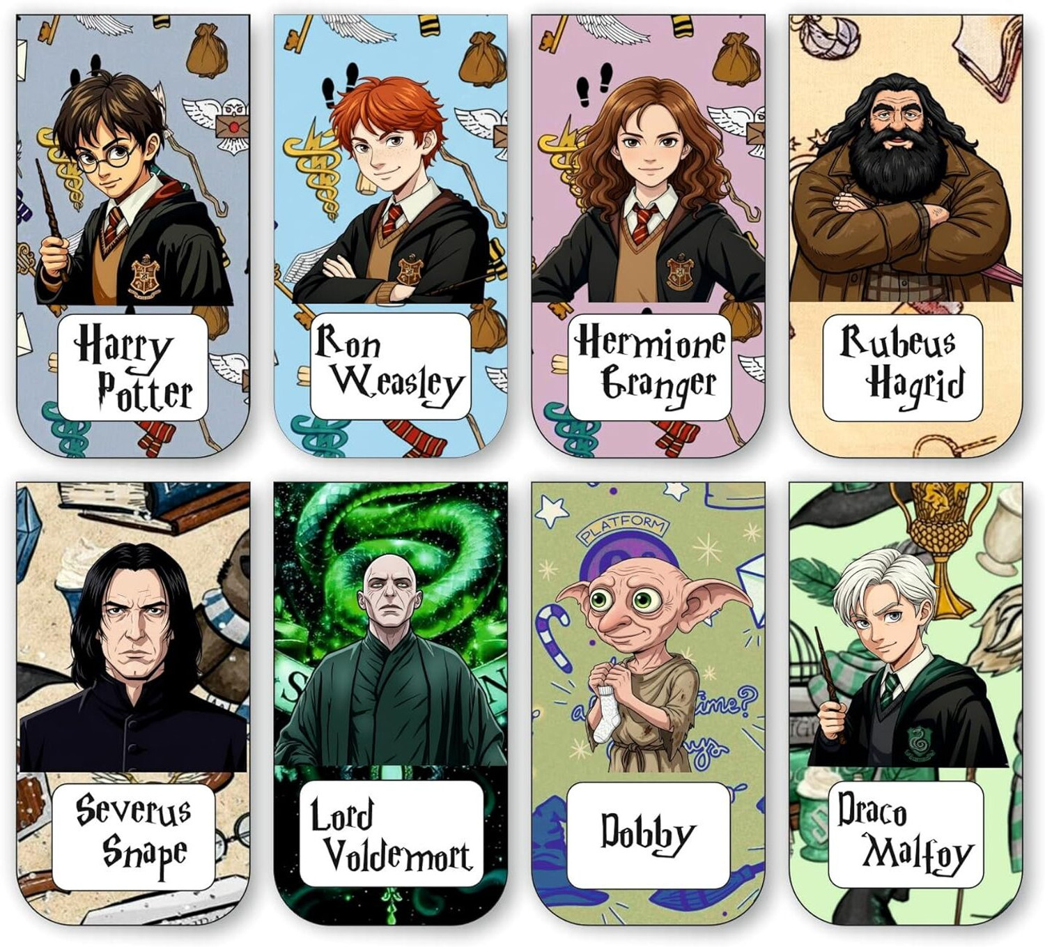 Image of Boenjoy Gifts Harry Potter Bookmark Set of 10- 8 Bookmarks + 2 Paper Bookmark for Book Lovers Aesthetic Bookmark