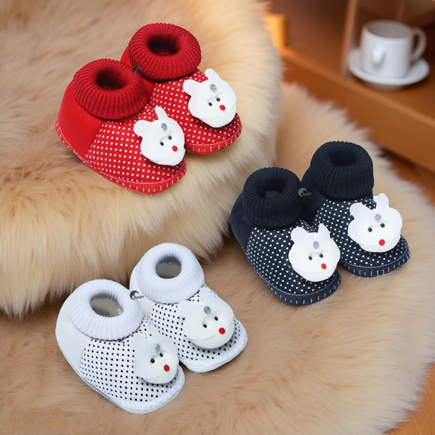 Image of MAGLU Baby Booties Soft Sole Shoes for Newborn 0-12 Months Boys & Girls Unisex Booties