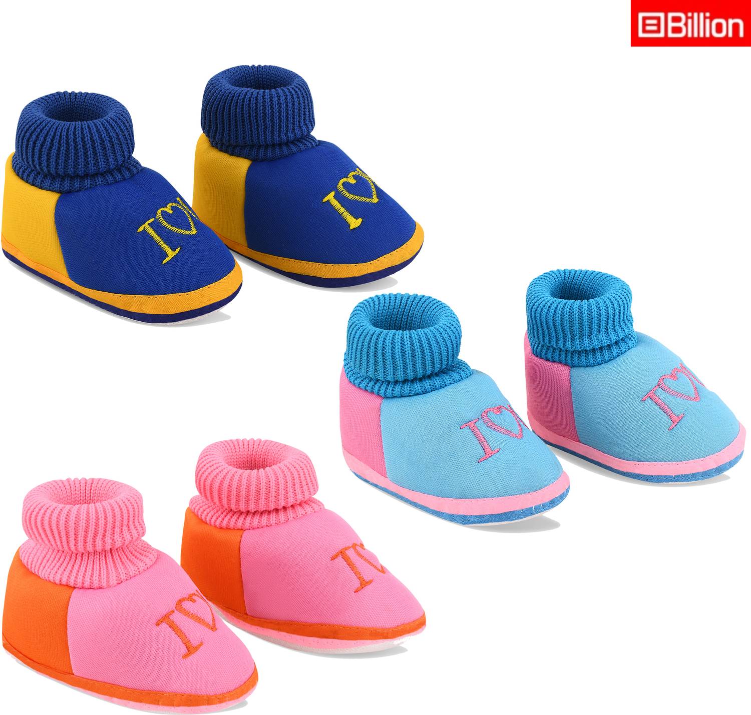 Billion Pack of 3 Soft Skin Friendly 0-9 Month Newborn Baby Booties