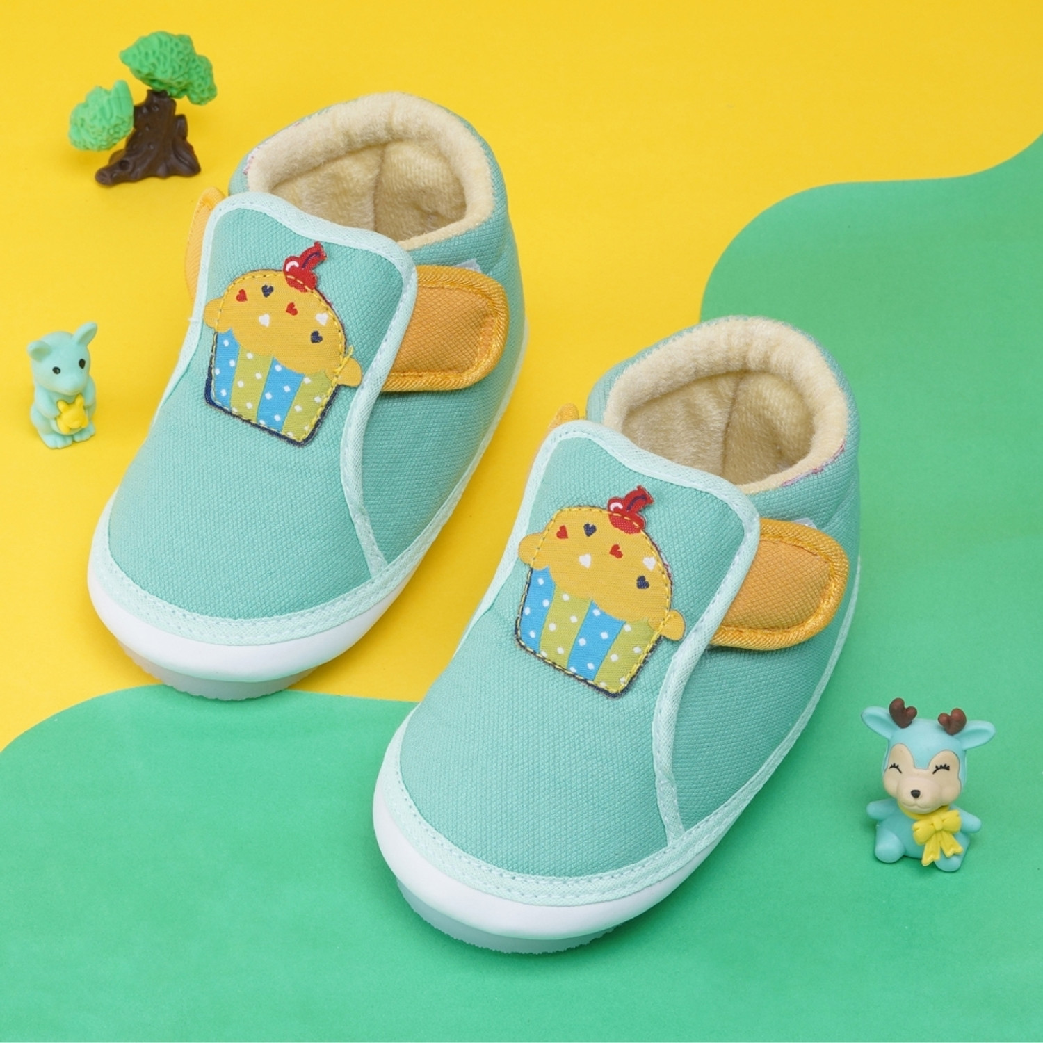 Image of Neska Moda 6 To 9 Months Baby Boys & Girls Cotton Velcro Chu Chu Musical Shoes / Booties