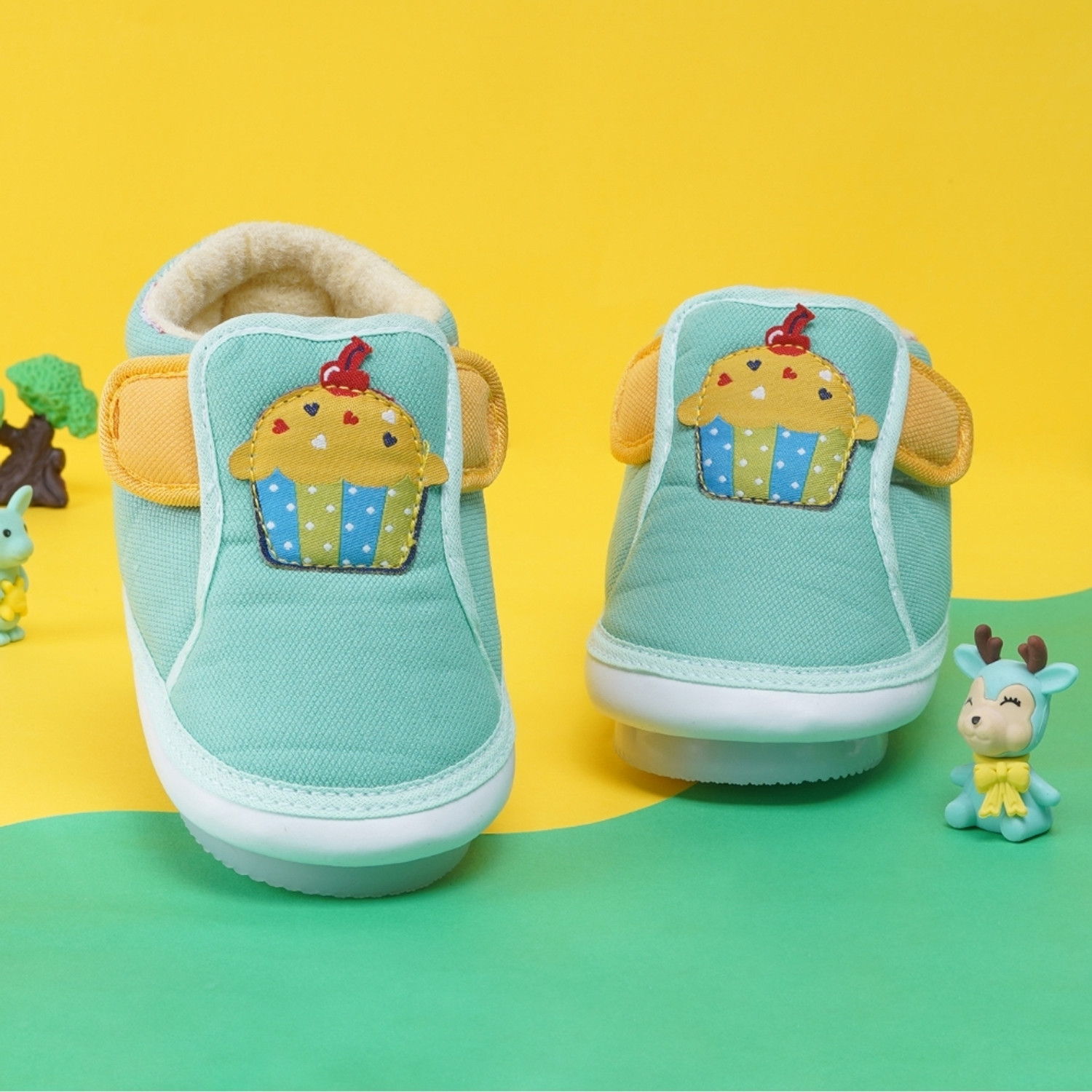 Image of Neska Moda 6 To 9 Months Baby Boys & Girls Cotton Velcro Chu Chu Musical Shoes / Booties