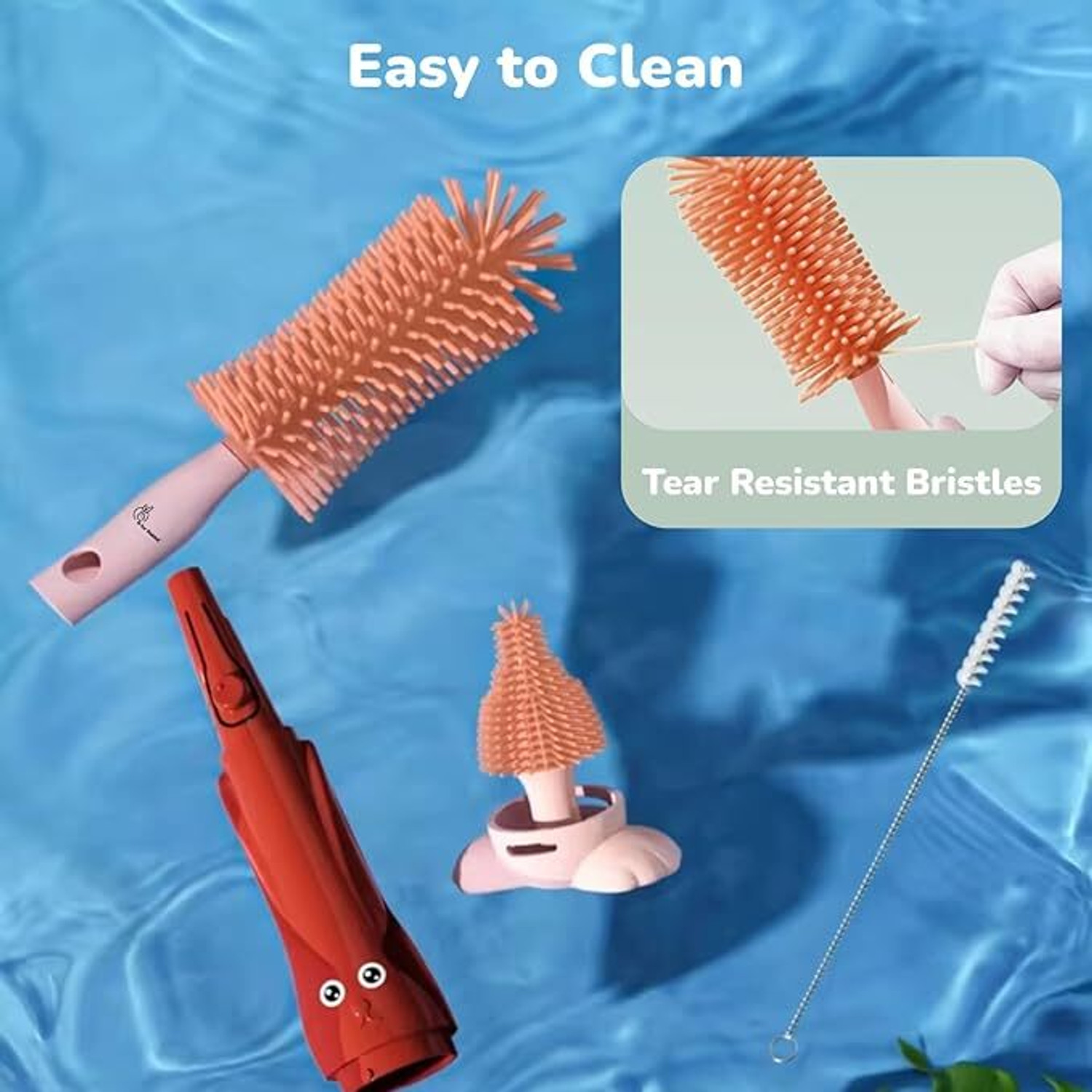 Image of Salevora R for Rabbit Hygo Care Bunny 3-in-1 Cleaning Brush (Light Pink / Maroon red)