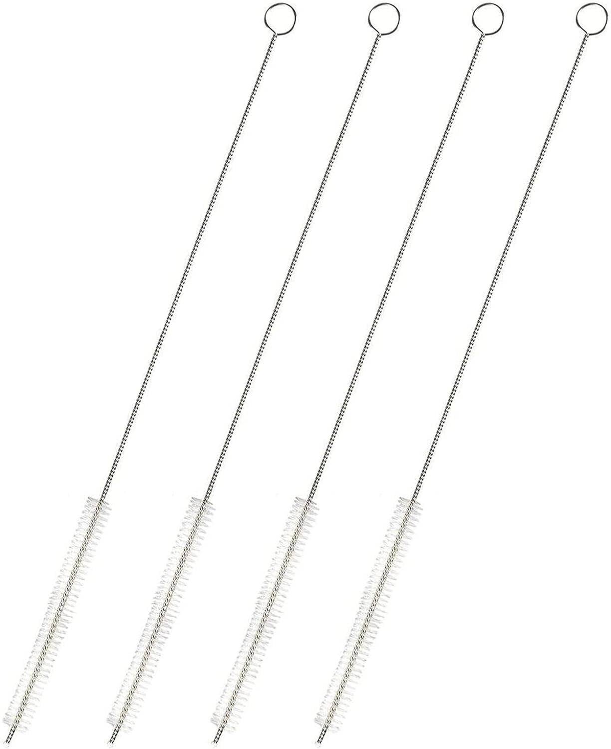 amsinmonitor Stainless Steel Straw Cleaning Brush 4 Pcs Drinking Pipe, 23mm Long Straw Brush