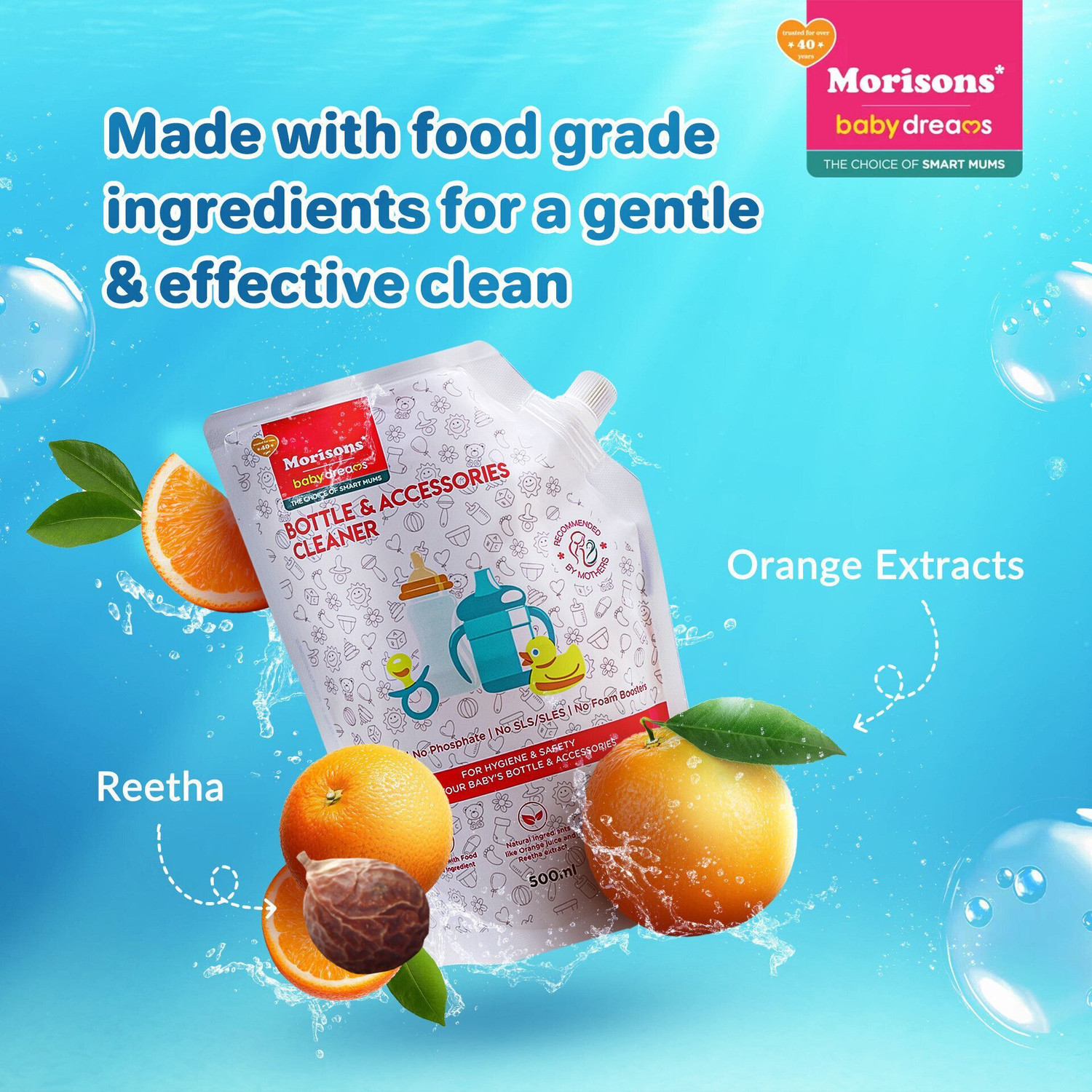 Image of Morisons Baby Dreams Bottle & Accessories Cleaner - Refill Pack 500ml