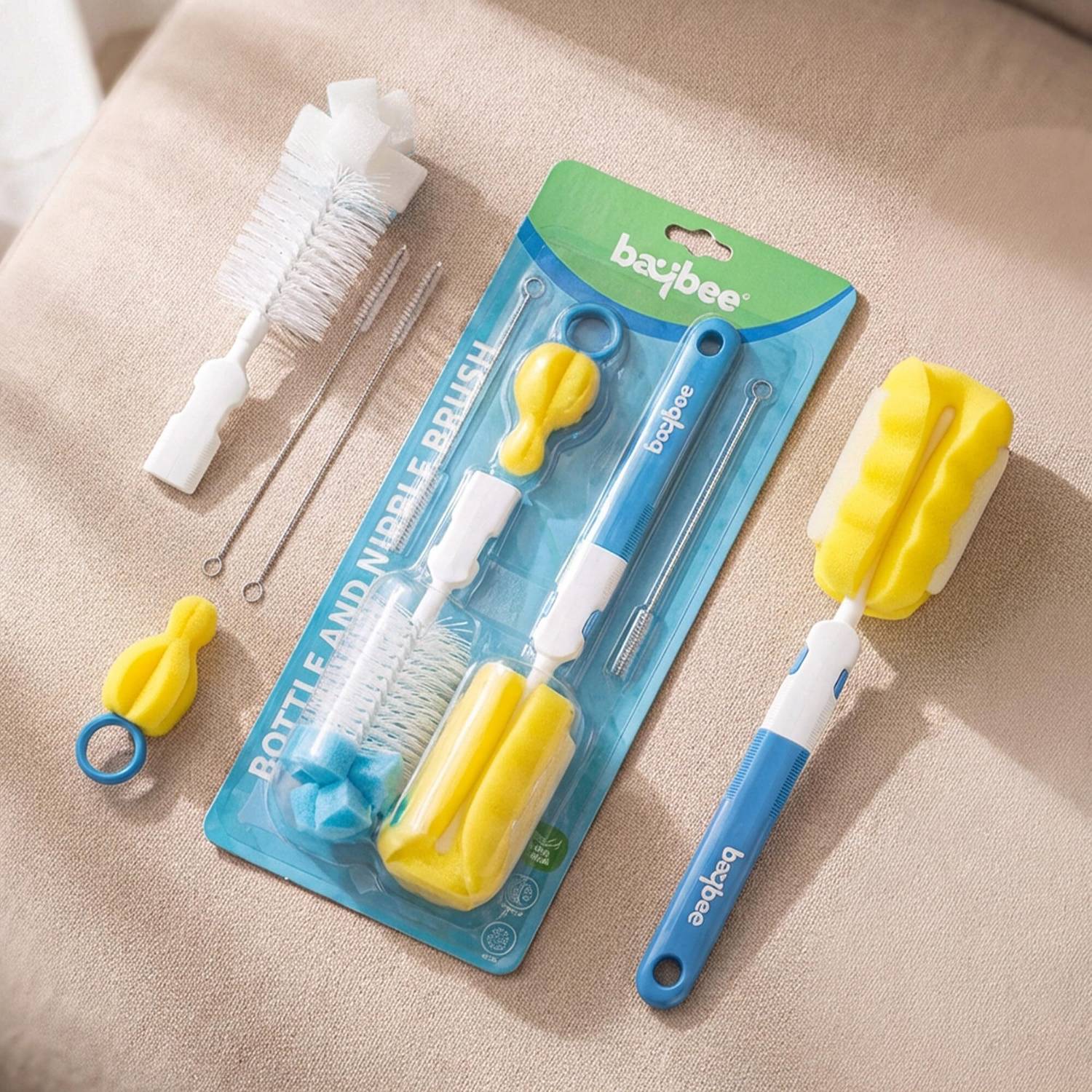 baybee 2 n 1 Nylon Bristles Baby Feeding Bottles & Nipple Cleaning Brush Easy Grip 360°