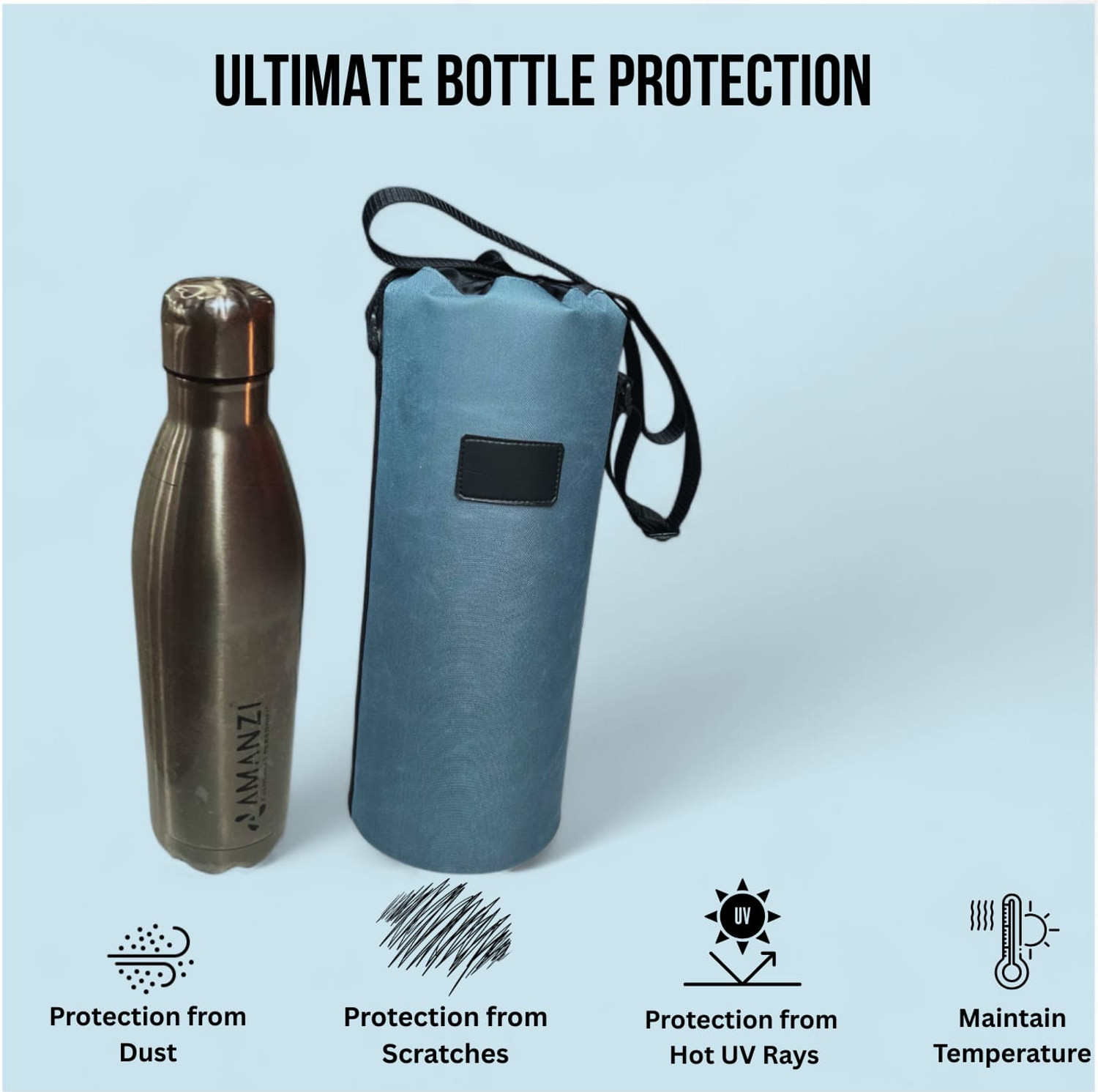 Image of AtoZ 2 liter water bottle cover gray