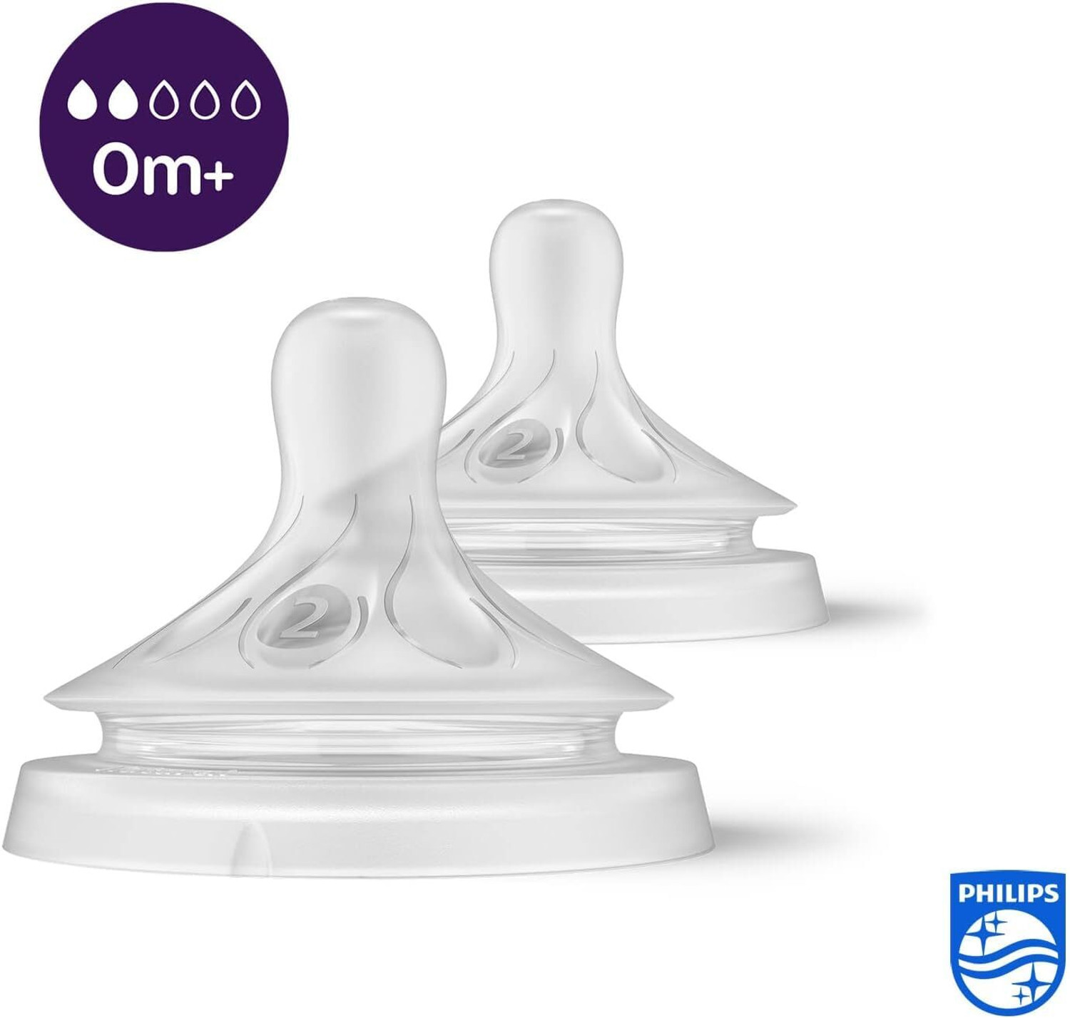 Image of Philips Avent Natural Response Teat SCY962 /02 | 0m+ age | Flow 2 | BPA free | Pack of 2 New Born Flow Nipple