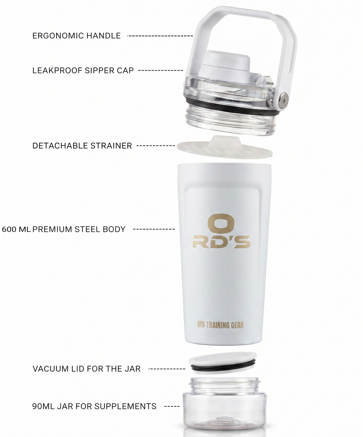Image of MUSCLEBLAZE ARC 600 ml Stainless Steel Shaker