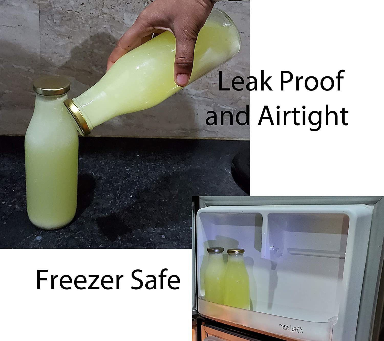 Image of Seiri WATER,JUICE,MILK,CLEAR BOTTLE MULTIPURPOSE USE FOR HOME & OFFICE WITH METAL LID 500 ml Glass Bottle