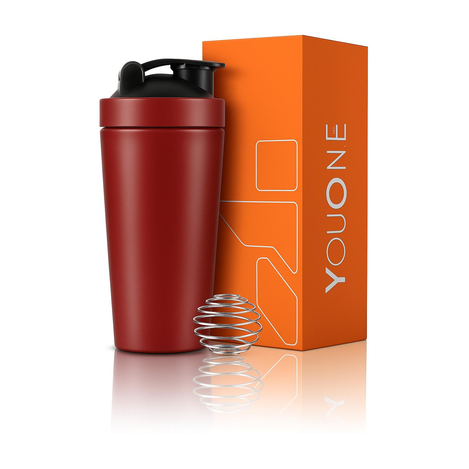 Image of Youone Steel Protein Shaker Bottle for Gym 750ml Leak Proof Gym Shaker with Mixer Ball 750 ml Steel Shaker (Pack of 1, Red)