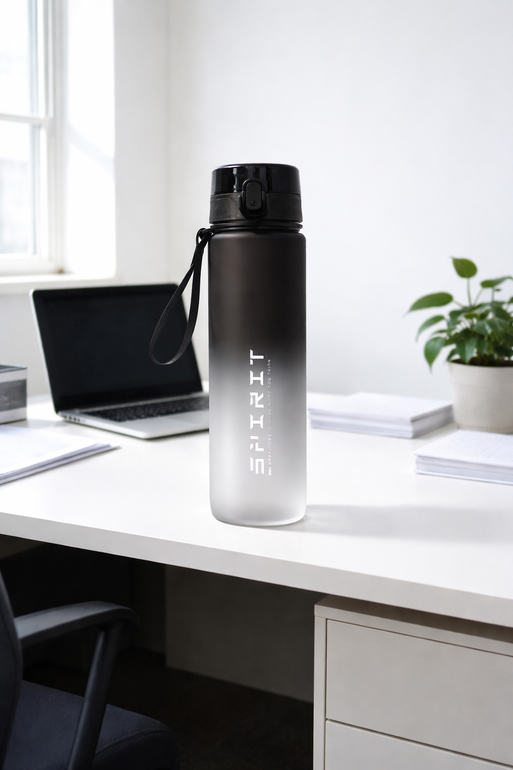 Image of KeepCart 1000 ML Round Unbreakable Transparent Plastic Motivational Leak Proof Bottle 1000 ml Plastic Bottle