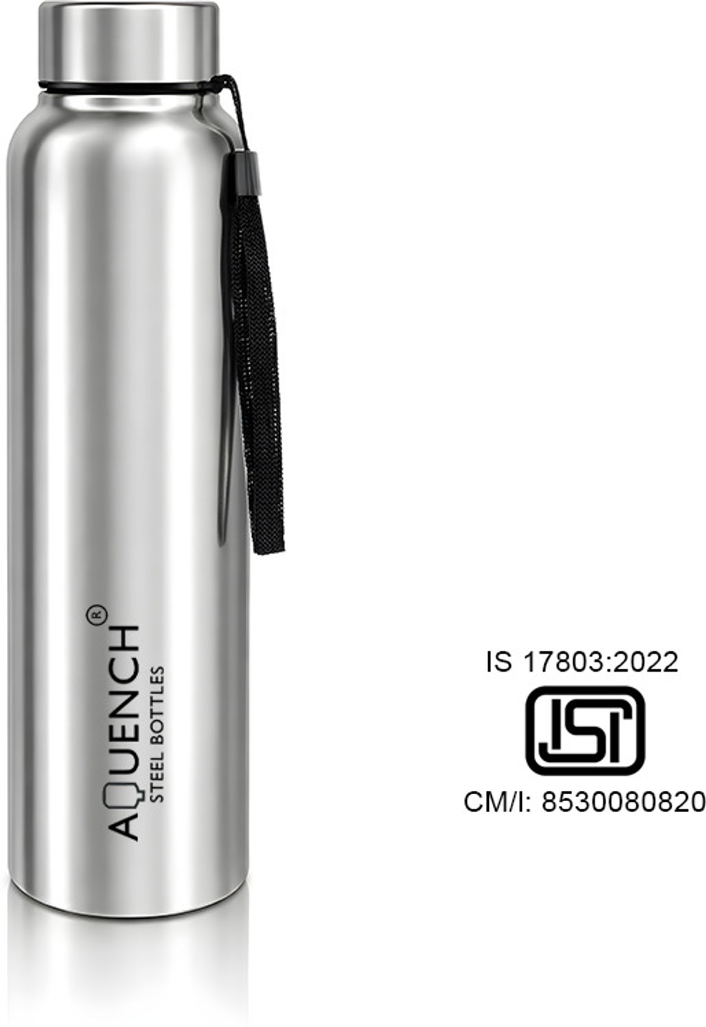 Image of AQUENCH Lean Stainless Steel 1L Water Bottle for Fridge, Office, Gym & Home Use 1000 ml Stainless Steel Bottle