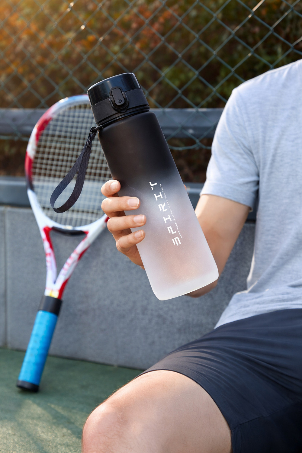 Image of KeepCart 1000 ML Round Unbreakable Transparent Plastic Motivational Leak Proof Bottle 1000 ml Plastic Bottle