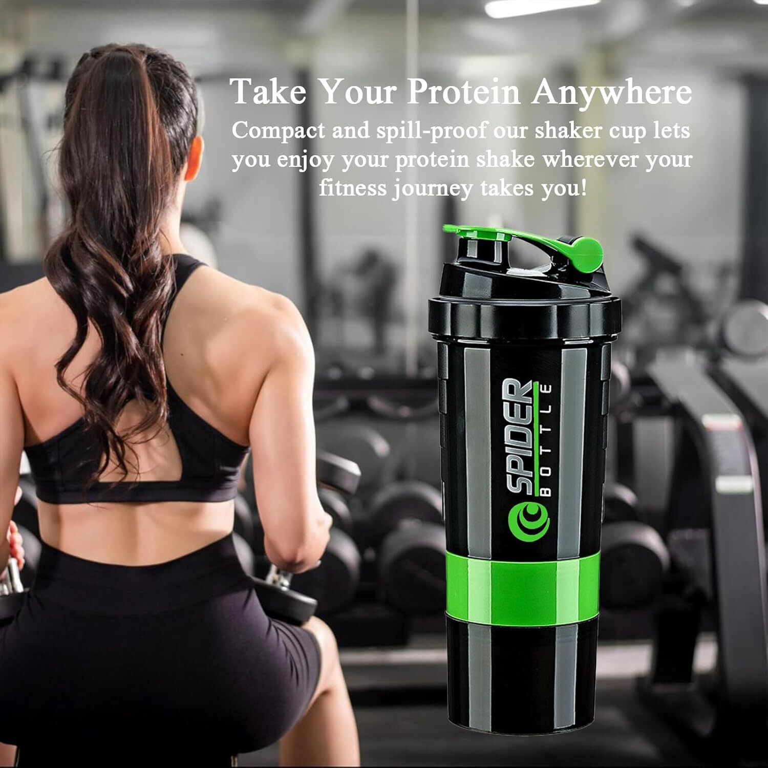 Image of FIT 4 HEAL Spider Shaker Bottle with Storage 500ml Protein Mixer Bottle 500 ml Plastic Shaker