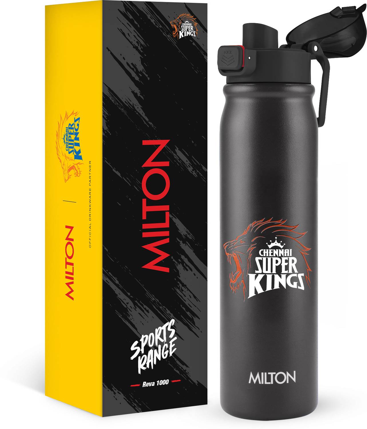 MILTON Sports Reva 1000 Cricket SS Sipper Bottle 1000 ml Black - Image 1