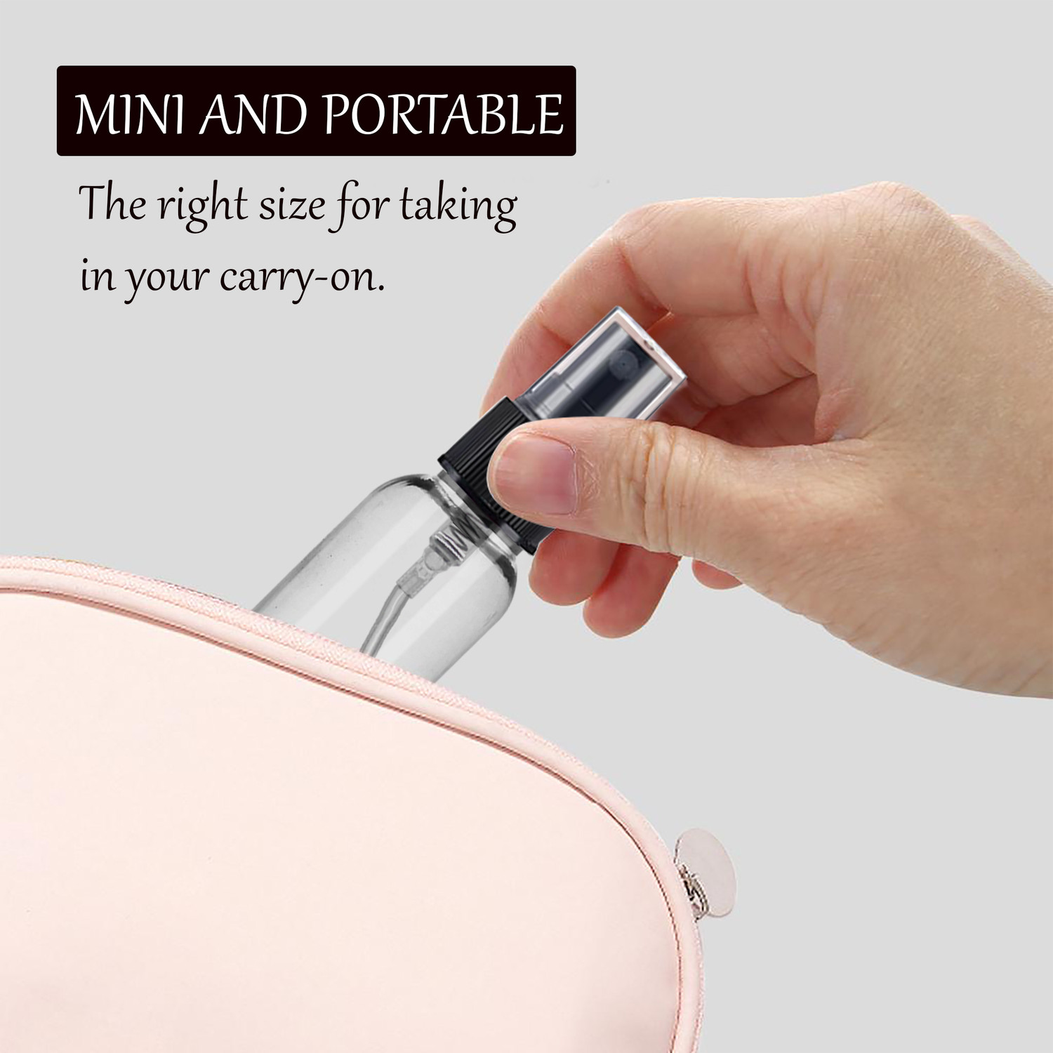 Image of nsb herbals Clear Plastic Empty Refillable Reusable Black Fine Mist Spray Bottle with Cap 30 ml Glass Spray Bottle