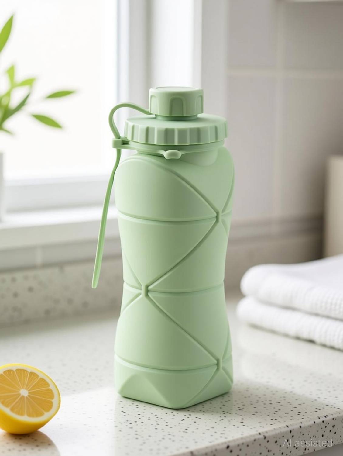 Aadinath Trader Foldable Silicone Water Bottle for Travel, Gym, Office and Outdoor Use 600 ml Silicone Bottle